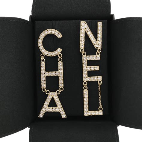 chanel crystal letter earrings price|chanel earrings official site.